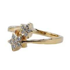 K18YG イエローゴールド ダイヤ0.15ct スター 星 モチーフ リング 指輪 レディース 8.5号 【中古】