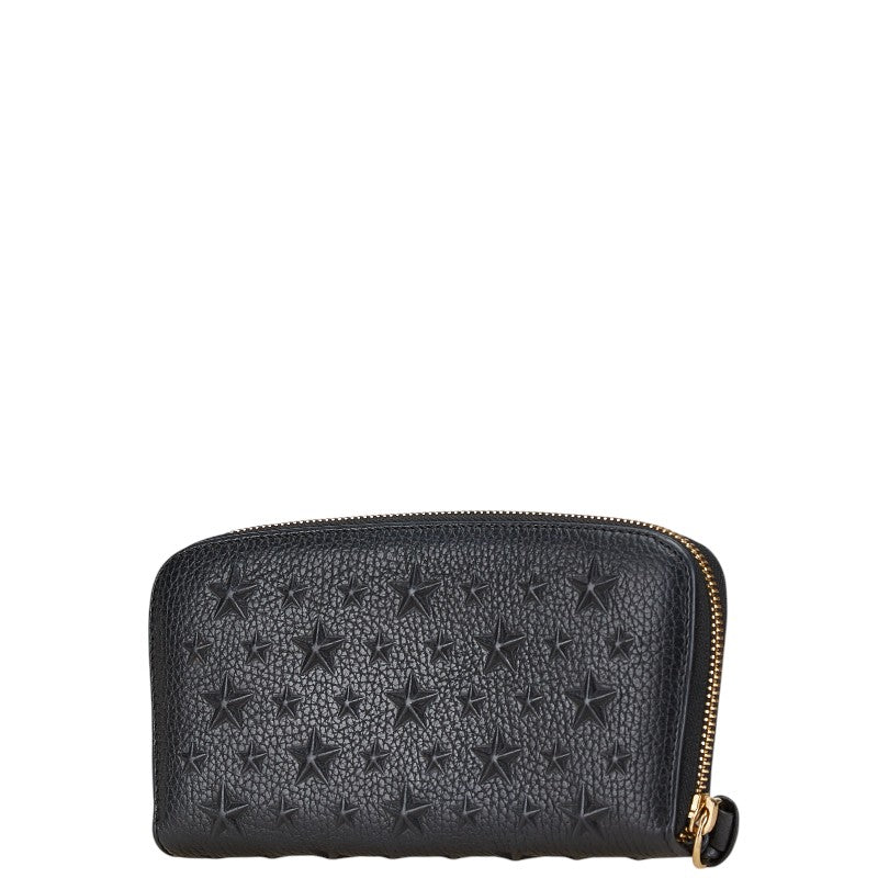 ジミーチュウ 星 スター モチーフ 長財布 ラウンドファスナー ブラック レザー レディース JIMMY CHOO 【中古】