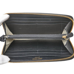 ジミーチュウ 星 スター モチーフ 長財布 ラウンドファスナー ブラック レザー レディース JIMMY CHOO 【中古】
