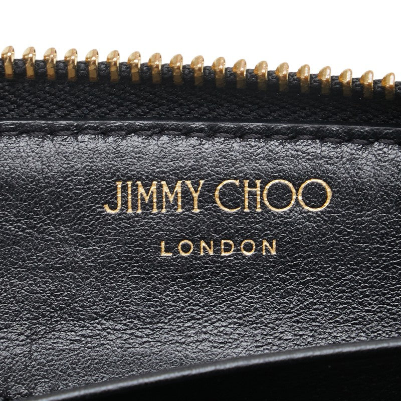 ジミーチュウ 星 スター モチーフ 長財布 ラウンドファスナー ブラック レザー レディース JIMMY CHOO 【中古】