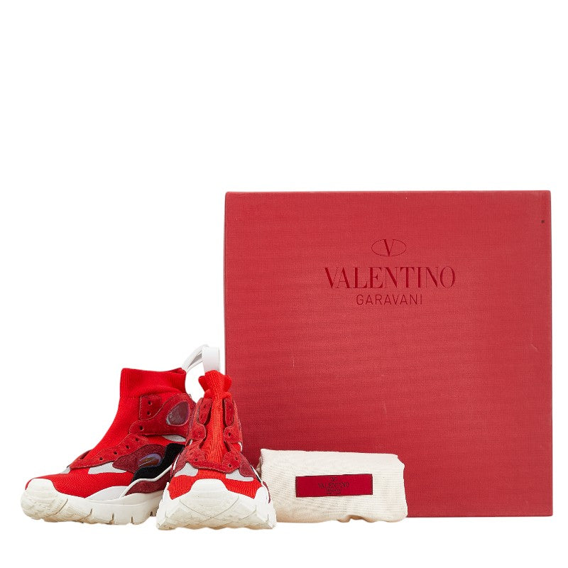 ヴァレンチノ ハイカットスニーカー サイズ：23 レッド ナイロン レザー レディース Valentino 【中古】