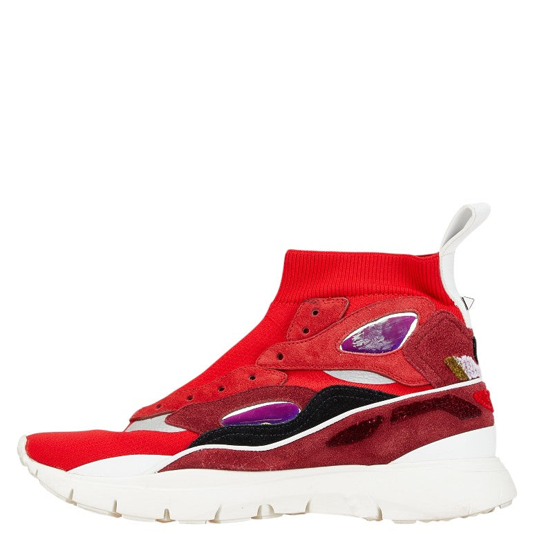 ヴァレンチノ ハイカットスニーカー サイズ：23 レッド ナイロン レザー レディース Valentino 【中古】