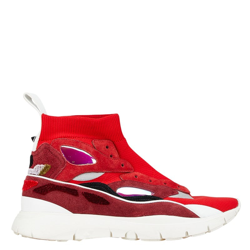 ヴァレンチノ ハイカットスニーカー サイズ：23 レッド ナイロン レザー レディース Valentino 【中古】