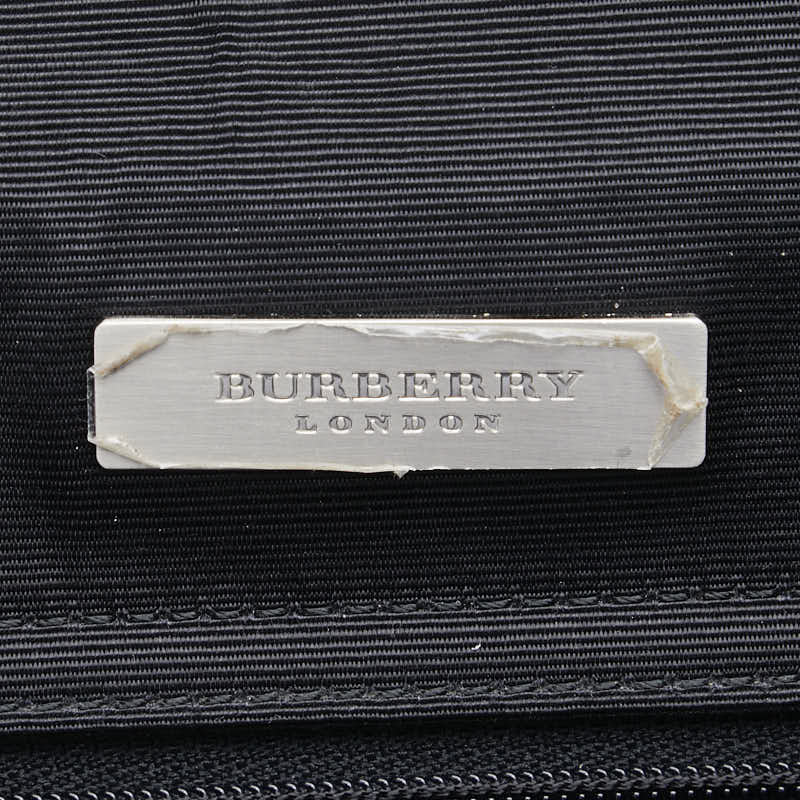 バーバリー ホースロゴ 馬 ハンドバッグ ブラック ナイロン レザー レディース BURBERRY 【中古】