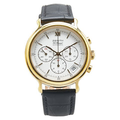 ゼニス エルプリメロ 腕時計 20.0140.400 自動巻き ホワイト文字盤 ステンレススチール レザー メンズ ZENITH 【中古】