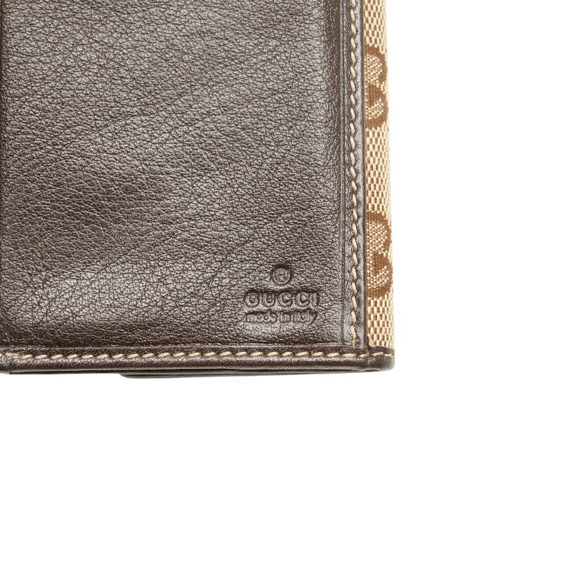 グッチ GGキャンバス 二つ折り財布 212089 ベージュ ブラウン キャンバス レザー レディース GUCCI 【中古】