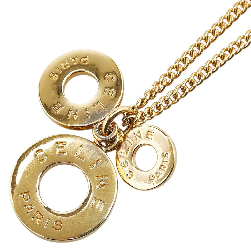セリーヌ サークルロゴ ネックレス ゴールド メッキ レディース CELINE 【中古】