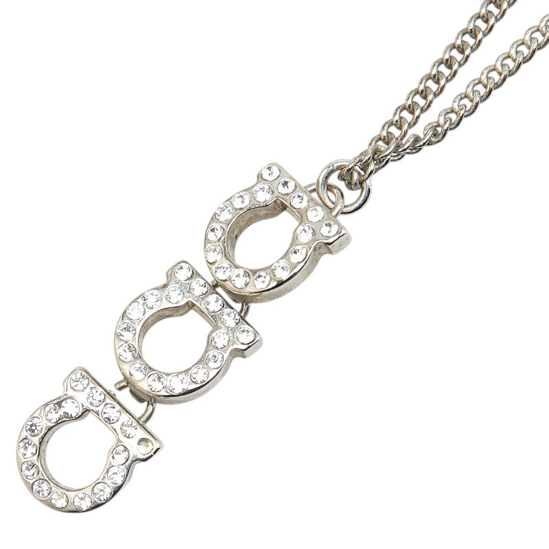 サルヴァトーレフェラガモ ガンチーニ ラインストーン ネックレス シルバー メタル レディース Salvatore Ferragamo 【中古】