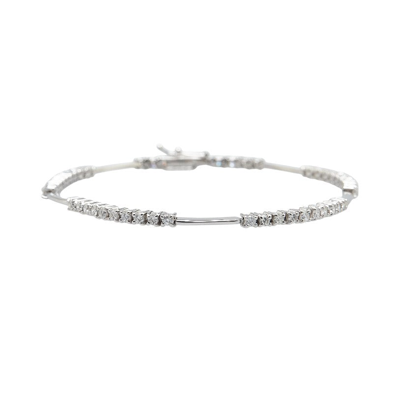 ライン K18WG ホワイトゴールド ダイヤ1.50ct ブレスレット レディース LINE 【中古】