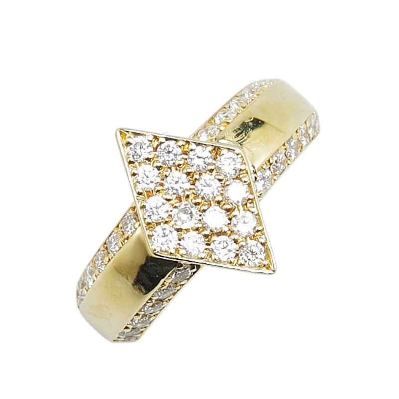 K18YG イエローゴールド ダイヤ0.70ct ひし形 リング 指輪 レディース 12号 【中古】