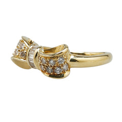 K18YG イエローゴールド ダイヤ0.50ct リボン モチーフ リング 指輪 レディース 12号 【中古】