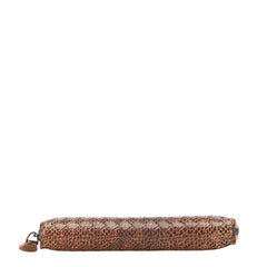 ボッテガヴェネタ イントレチャート ラウンドファスナー 長財布 オレンジ ブラウン パイソン レディース BOTTEGAVENETA 【中古】