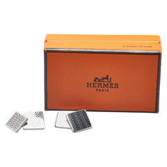 エルメス カフス カフリンクス シルバー ブラック メタル メンズ HERMES 【中古】