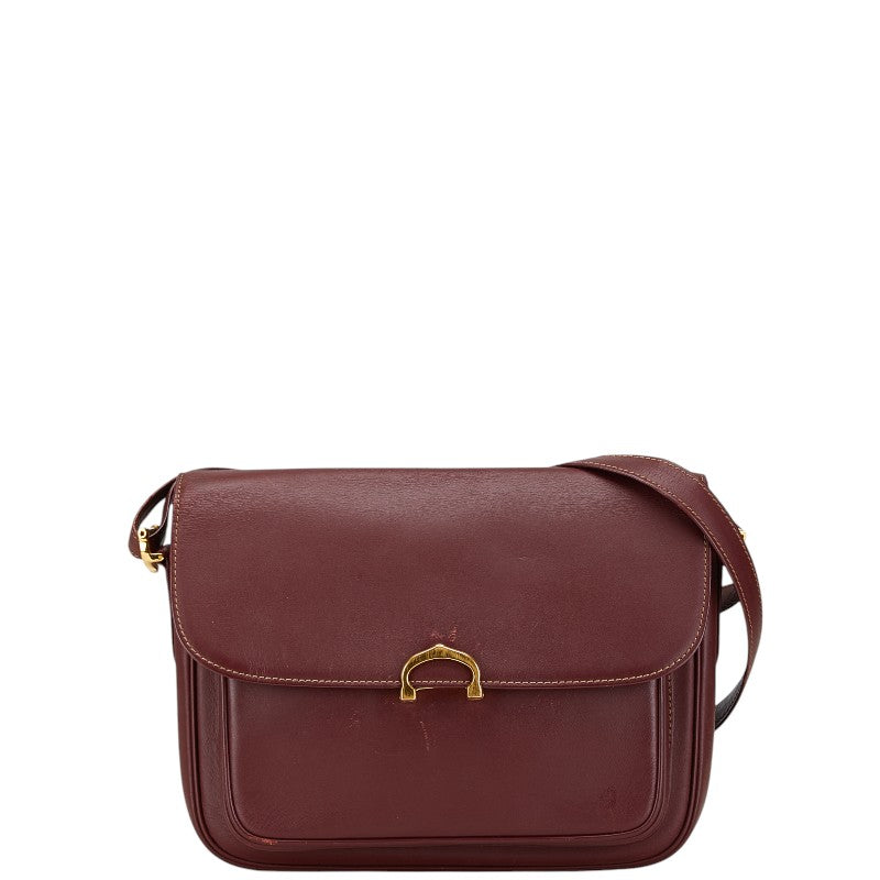 カルティエ マストライン 斜め掛け ショルダーバッグ ボルドー ワインレッド レザー レディース CARTIER 【中古】