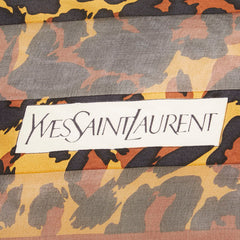 サンローラン レオパード ヒョウ スカーフ ブラウン ブラック シルク レディース SAINT LAURENT 【中古】