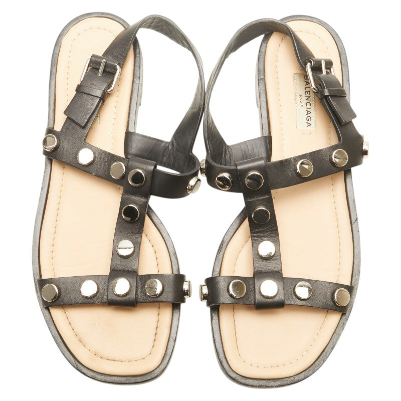 バレンシアガ スタッズ ストラップ サンダル サイズ：38 410918 ブラック レザー レディース BALENCIAGA 【中古】