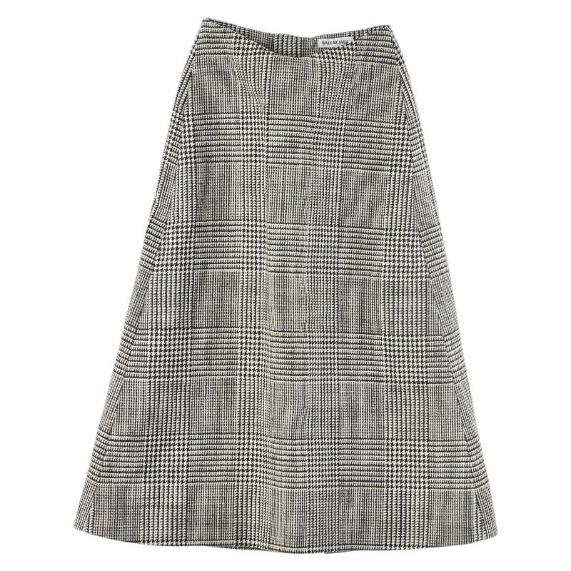 バレンシアガ 千鳥格子 ロングスカート サイズ：34 ブラック ホワイト ウール レディース BALENCIAGA 【中古】