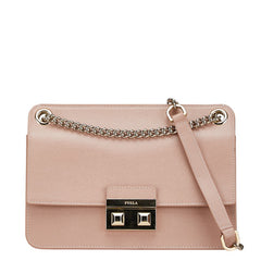 フルラ チェーン ショルダーバッグ ハンドバッグ ピンク ゴールド レザー レディース Furla 【中古】