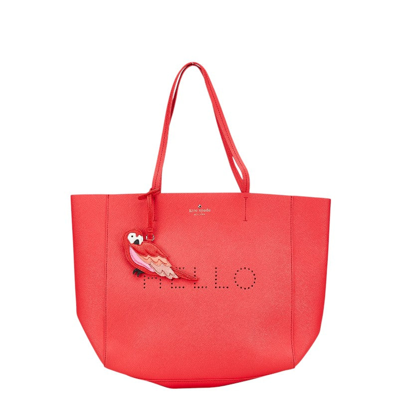 ケイトスペード HELLO パンチング ハンドバッグ トートバッグ レッド ラバー レディース Kate Spade 【中古】