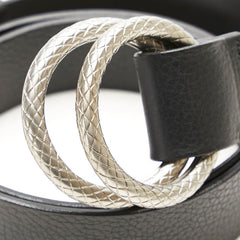 ボッテガヴェネタ ダブルリング ベルト ブラック レザー レディース BOTTEGAVENETA 【中古】