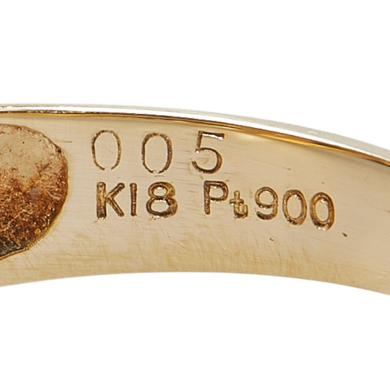 K18YG イエローゴールド Pt900 プラチナ コンビ ダイヤ0.05ct リング 指輪 レディース 13号 【中古】