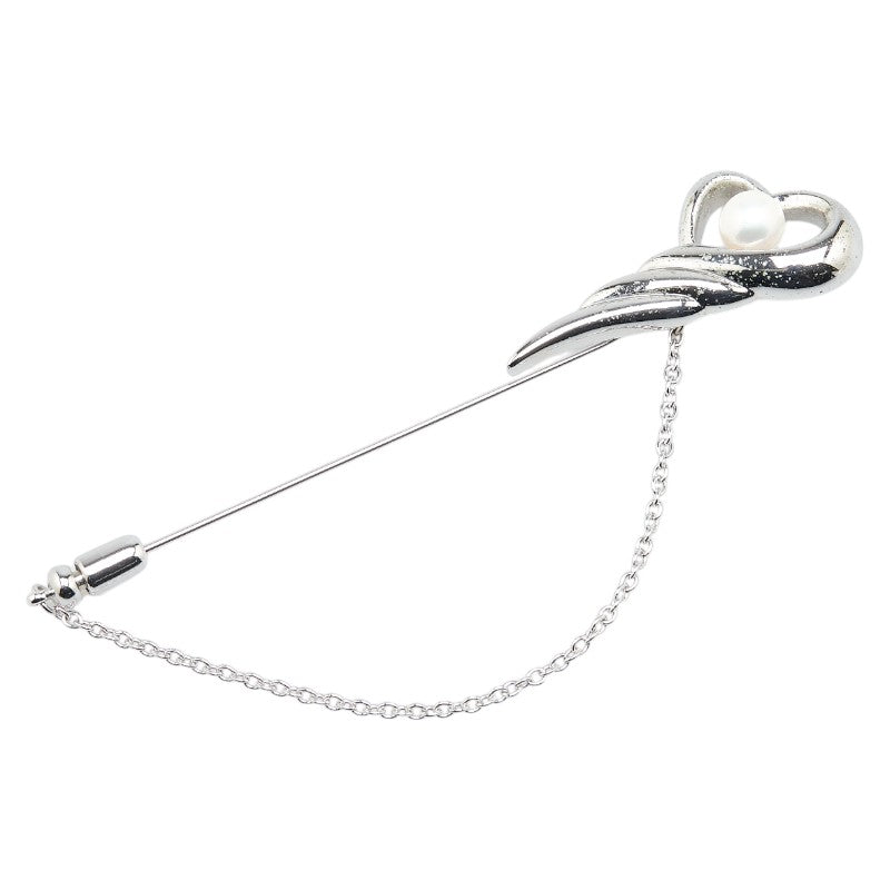 タサキ パール ハート モチーフ ピンブローチ SV925 シルバー 真珠 レディース TASAKI 【中古】