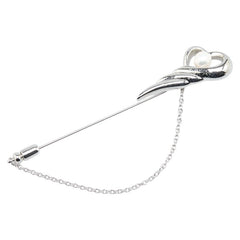 タサキ パール ハート モチーフ ピンブローチ SV925 シルバー 真珠 レディース TASAKI 【中古】