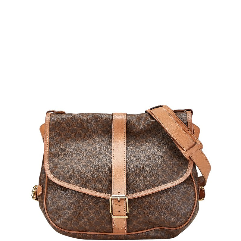 セリーヌ マカダム ショルダーバッグ ブラウン PVC レザー レディース CELINE 【中古】