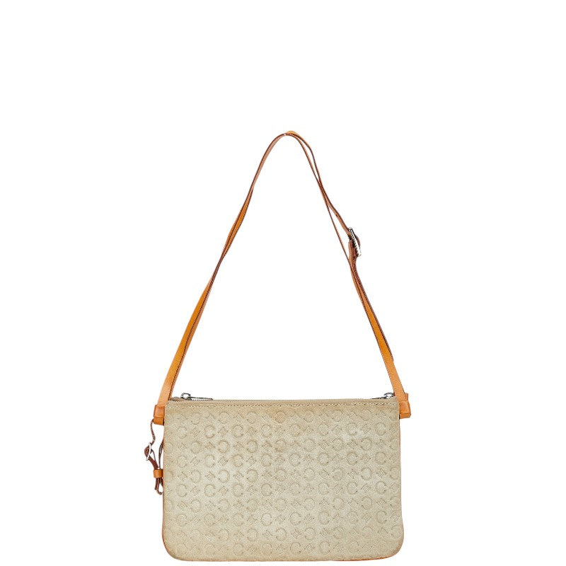 セリーヌ Cマカダム ショルダーバッグ ベージュ ブラウン スウェット レディース CELINE 【中古】