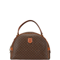 セリーヌ マカダム ハンドバッグ ブラウン PVC レザー レディース CELINE 【中古】