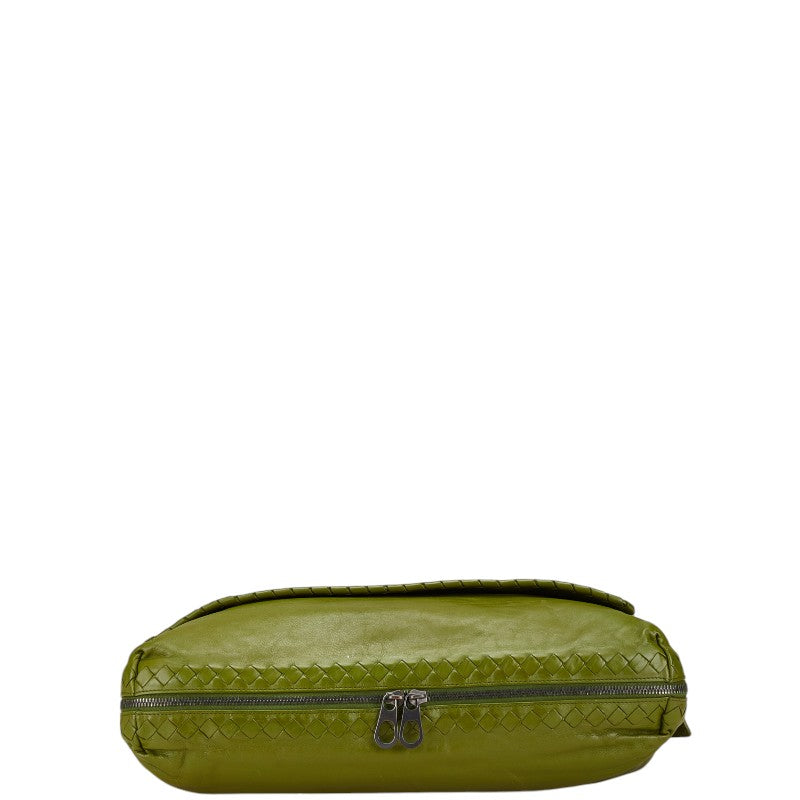 ボッテガヴェネタ イントレチャート 斜め掛け ショルダーバッグ グリーン レザー レディース BOTTEGAVENETA 【中古】
