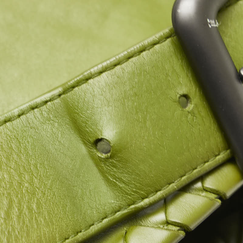 ボッテガヴェネタ イントレチャート 斜め掛け ショルダーバッグ グリーン レザー レディース BOTTEGAVENETA 【中古】