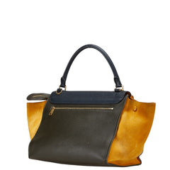 セリーヌ トラペーズ ハンドバッグ ショルダーバッグ 2WAY ブラック イエロー レザー スウェード レディース CELINE 【中古】