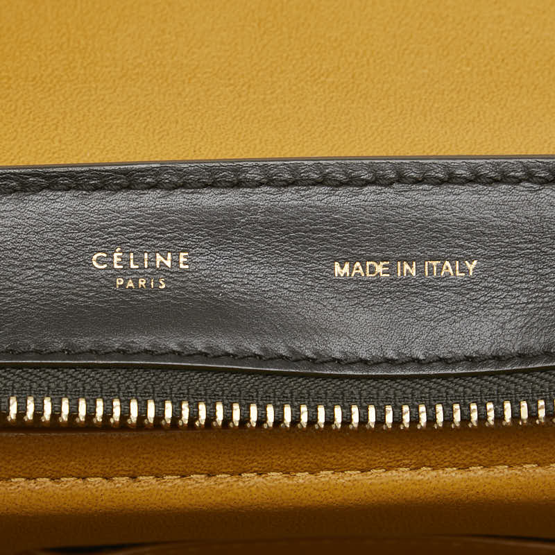 セリーヌ トラペーズ ハンドバッグ ショルダーバッグ 2WAY ブラック イエロー レザー スウェード レディース CELINE 【中古】