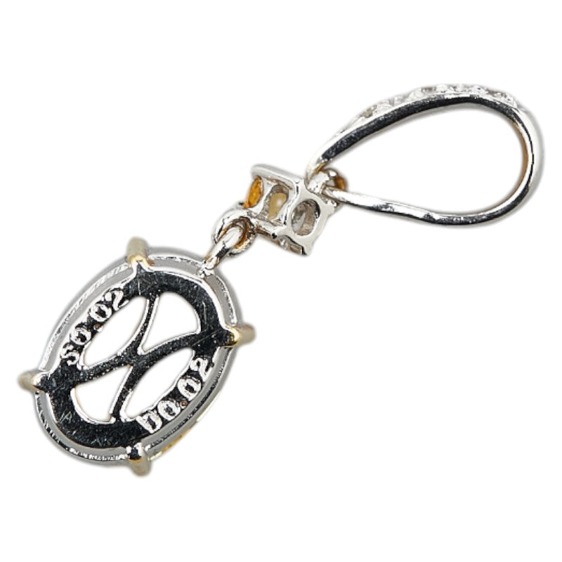 K18WG ホワイトゴールド イエローサファイア1.20ct ダイヤ0.02ct ペンダントトップ レディース 【中古】