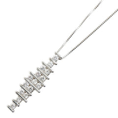 K18WG ホワイトゴールド ダイヤ0.50ct ベネチアン チェーン ネックレス レディース 【中古】