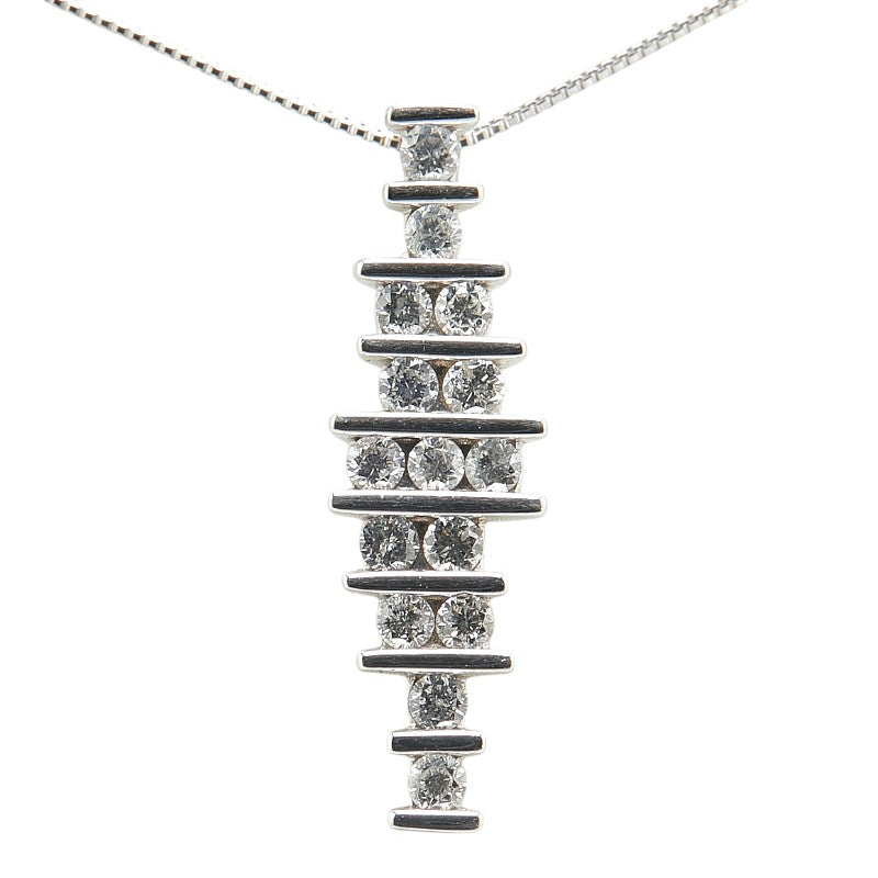 K18WG ホワイトゴールド ダイヤ0.50ct ベネチアン チェーン ネックレス レディース 【中古】