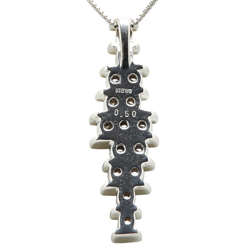 K18WG ホワイトゴールド ダイヤ0.50ct ベネチアン チェーン ネックレス レディース 【中古】