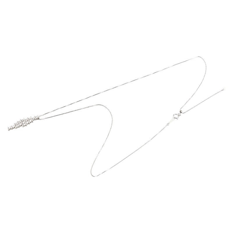 K18WG ホワイトゴールド ダイヤ0.50ct ベネチアン チェーン ネックレス レディース 【中古】
