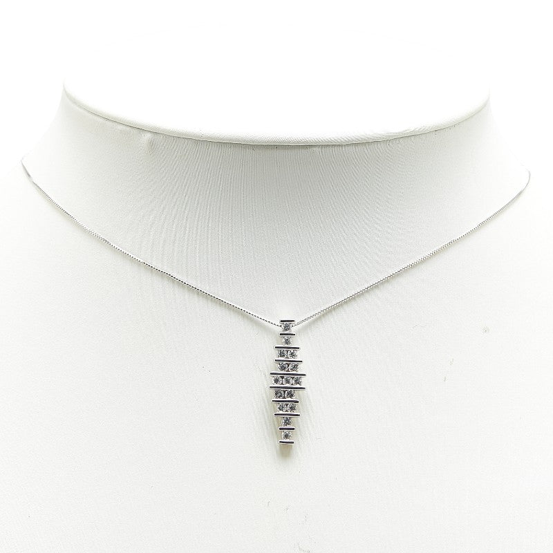 K18WG ホワイトゴールド ダイヤ0.50ct ベネチアン チェーン ネックレス レディース 【中古】
