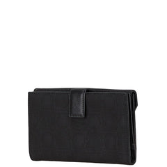 サルヴァトーレフェラガモ ガンチーニ 長財布 ブラック キャンバス レザー レディース Salvatore Ferragamo 【中古】