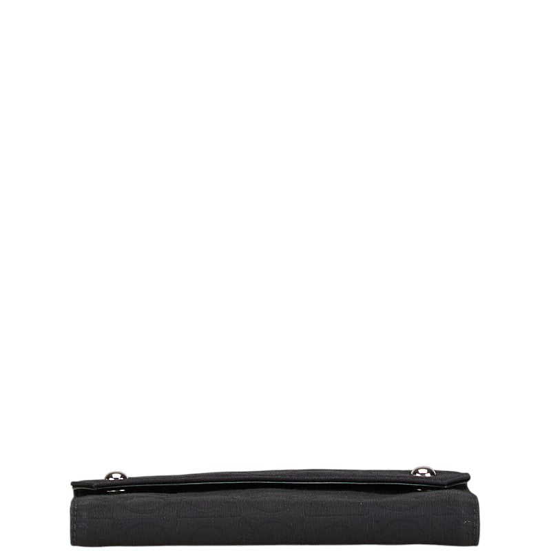 サルヴァトーレフェラガモ ガンチーニ 長財布 ブラック キャンバス レザー レディース Salvatore Ferragamo 【中古】