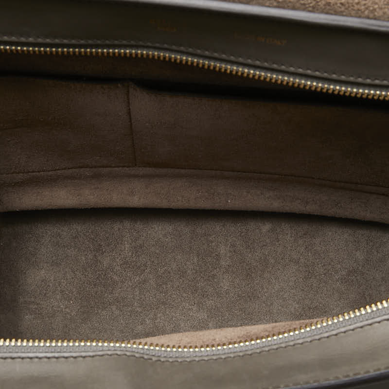セリーヌ トラペーズ トリコロール ハンドバッグ ショルダーバッグ 2WAY ブラウン レッド レザー スエード レディース CELINE 【中古】