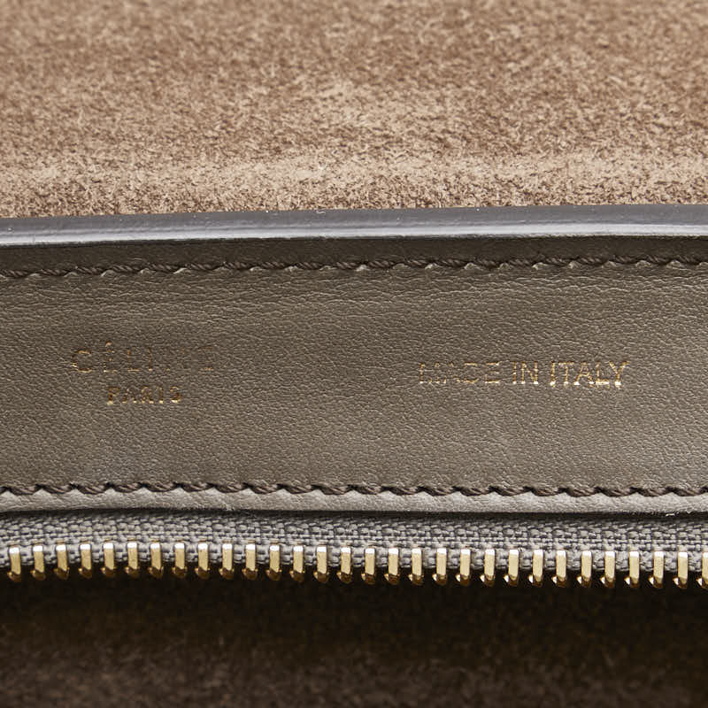 セリーヌ トラペーズ トリコロール ハンドバッグ ショルダーバッグ 2WAY ブラウン レッド レザー スエード レディース CELINE 【中古】
