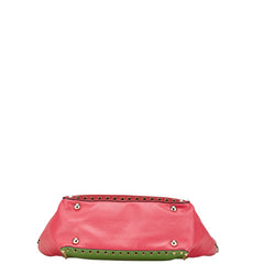 ヴァレンチノ スタッズ ハンドバッグ ショルダーバッグ 2WAY ピンク グリーン レザー レディース Valentino 【中古】