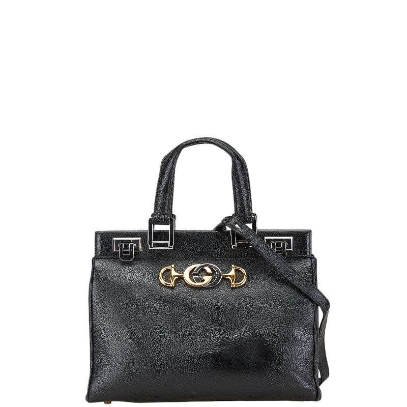 グッチ ズゥミ スモール トップハンドルバッグ ショルダーバッグ 2WAY 569712 ブラック レザー レディース GUCCI 【中古】