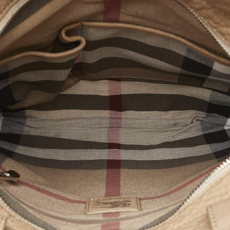 バーバリー ノバチェック ロゴ ハンドバッグ トートバッグ ホワイト ベージュ キャンバス レザー レディース BURBERRY 【中古】