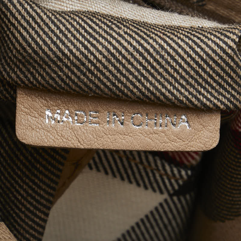 バーバリー ノバチェック ロゴ ハンドバッグ トートバッグ ホワイト ベージュ キャンバス レザー レディース BURBERRY 【中古】