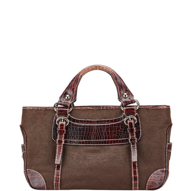 セリーヌ ブギーバッグ ハンドバッグ ブラウン キャンバス レザー レディース CELINE 【中古】