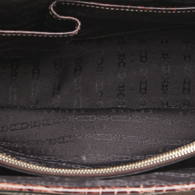 セリーヌ ブギーバッグ ハンドバッグ ブラウン キャンバス レザー レディース CELINE 【中古】
